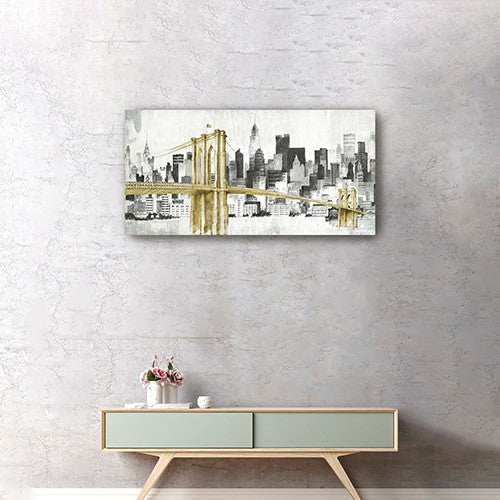 Nyc Golden Bridge Skyline Unframed Print Wall Art