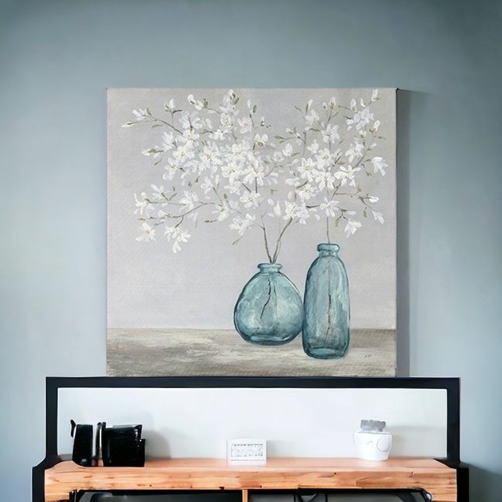 White Spring Flowers Unframed Print Wall Art