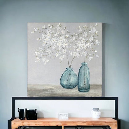 White Spring Flowers Unframed Print Wall Art