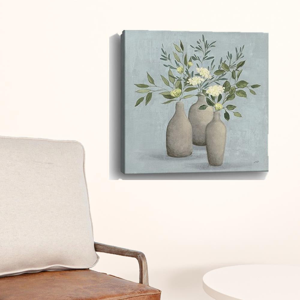 Pretty Bohemian Flowers In Ceramic Vases Unframed Print Wall Art