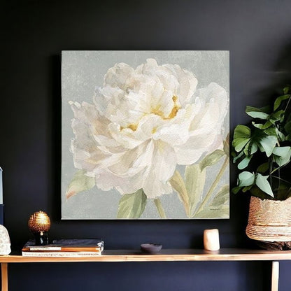 Angelic White Peony Flower Unframed Print Wall Art
