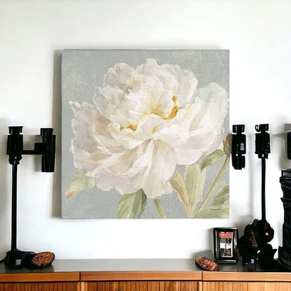 Angelic White Peony Flower Unframed Print Wall Art