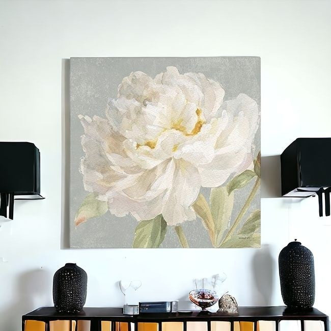 Angelic White Peony Flower Unframed Print Wall Art