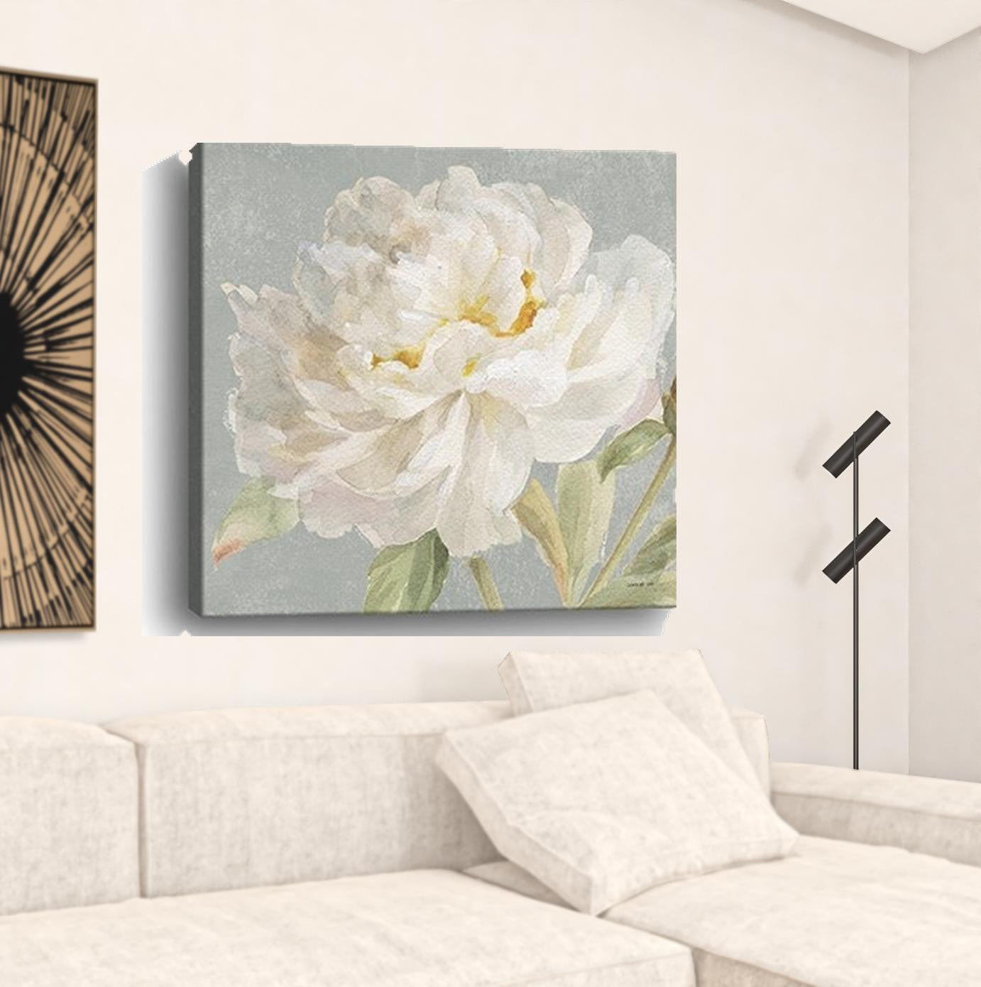 Angelic White Peony Flower Unframed Print Wall Art