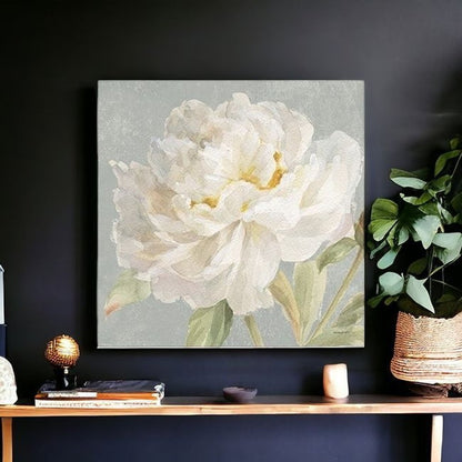 Angelic White Peony Flower Unframed Print Wall Art
