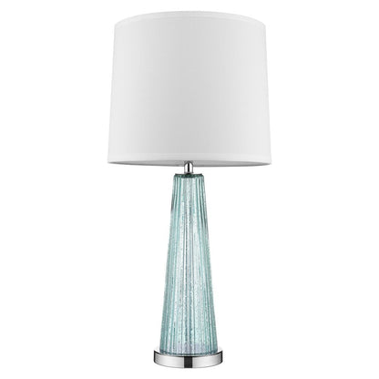 29" Aqua Glass Buffet Lamp With Off White Empire Shade