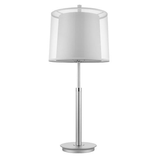 31" Silver Metal Table Lamp With White Empire Shade