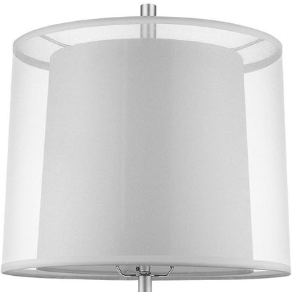 31" Silver Metal Table Lamp With White Empire Shade