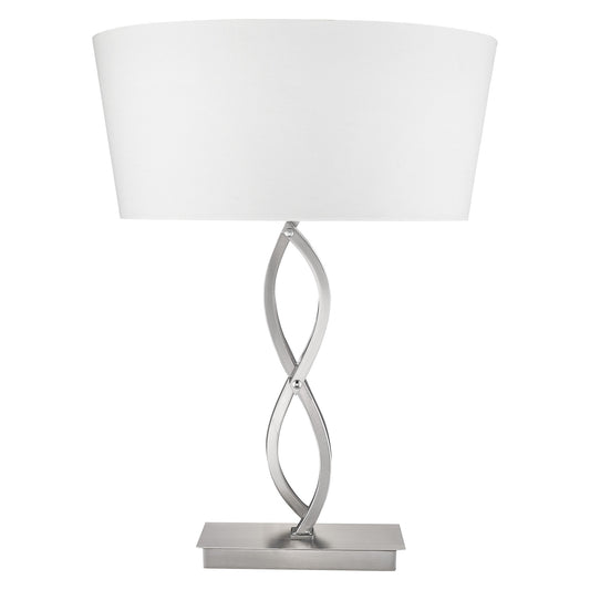 25" Nickel Metal Novelty Buffet Lamp With White Empire Shade