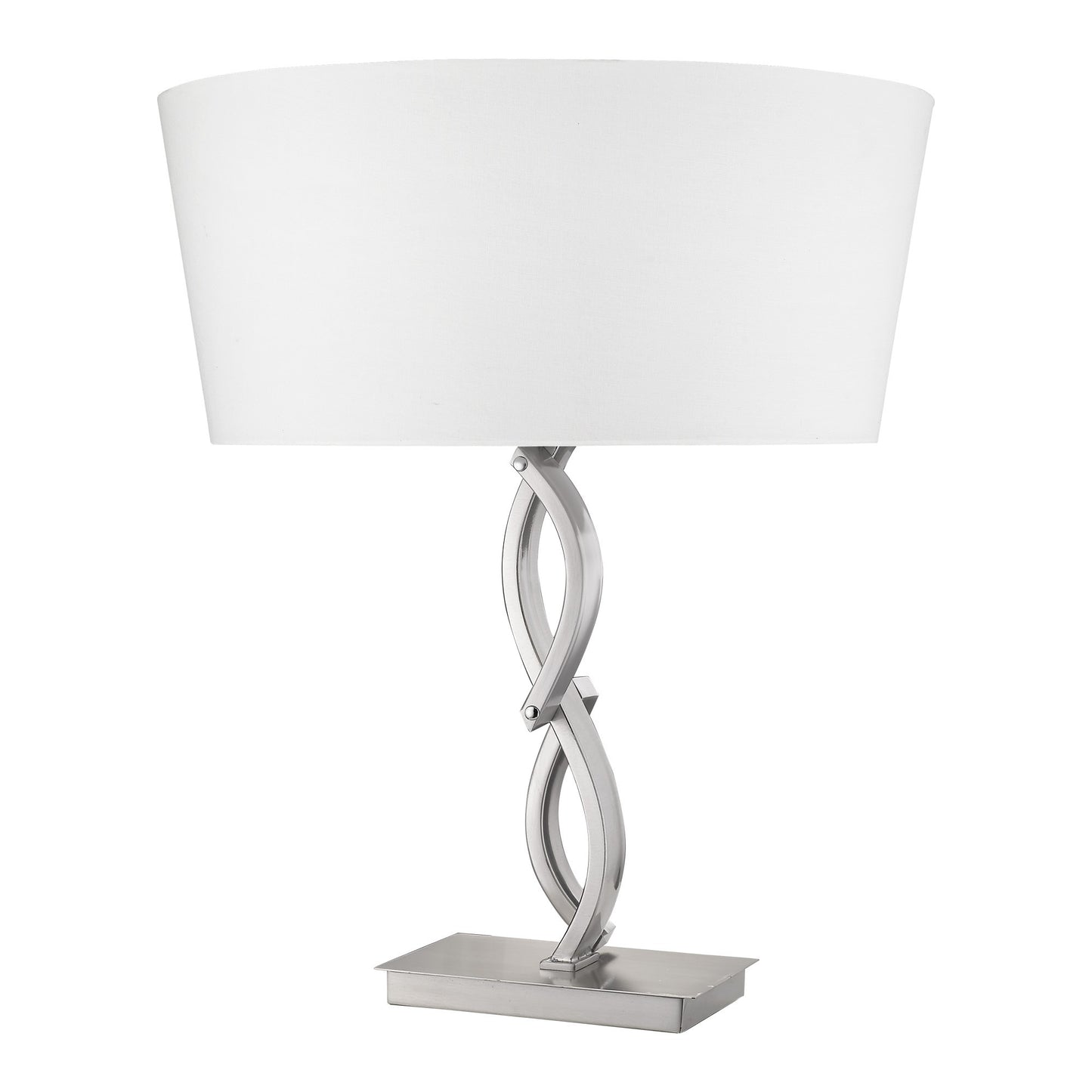 25" Nickel Metal Novelty Buffet Lamp With White Empire Shade