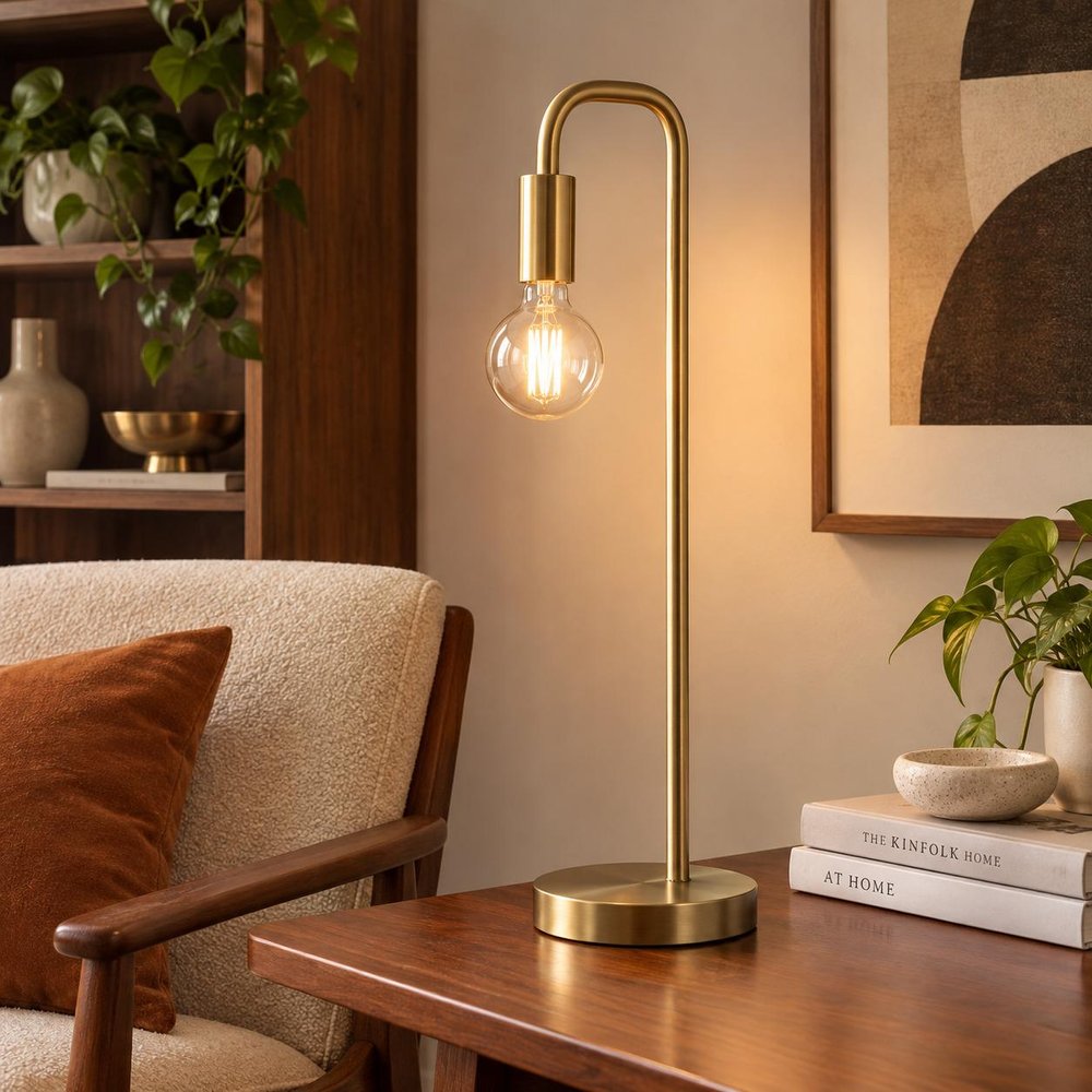 26" Brass Metal Table Lamp