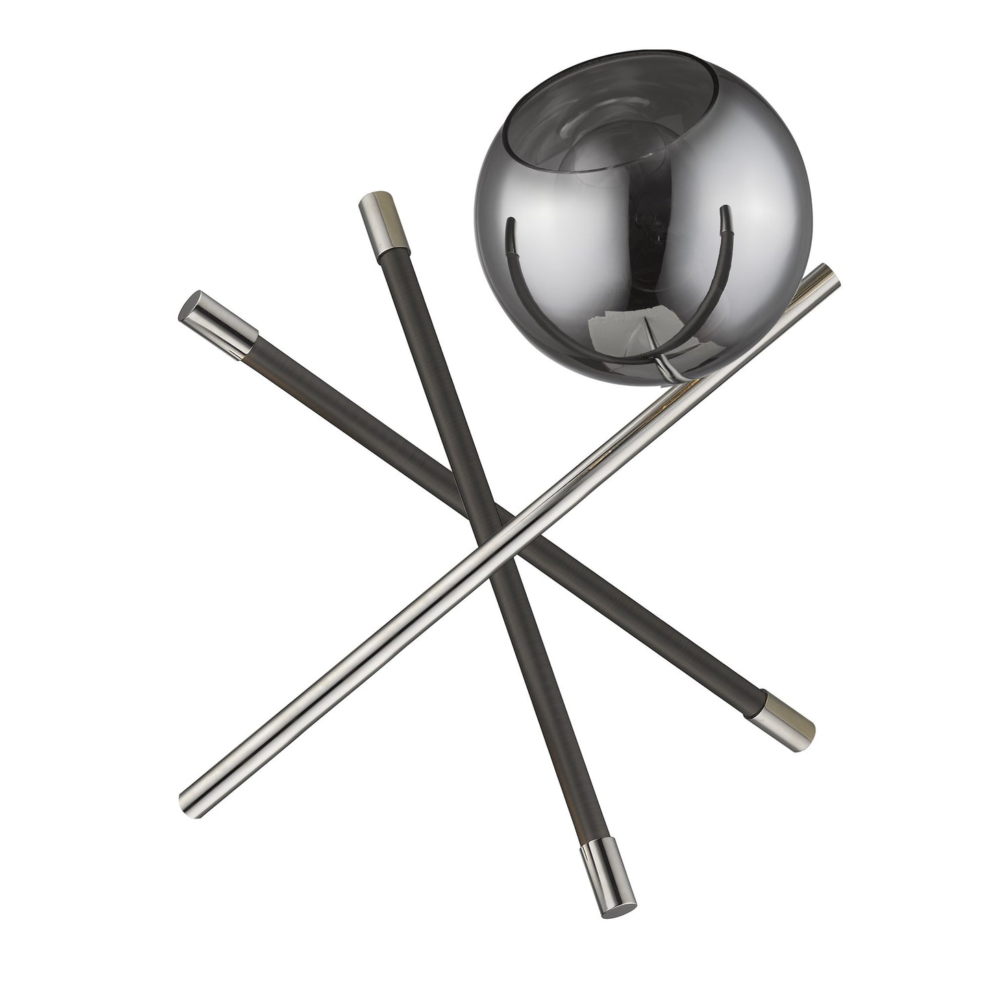 18" Black Metal Tripod Table Lamp With Nickel Globe Shade