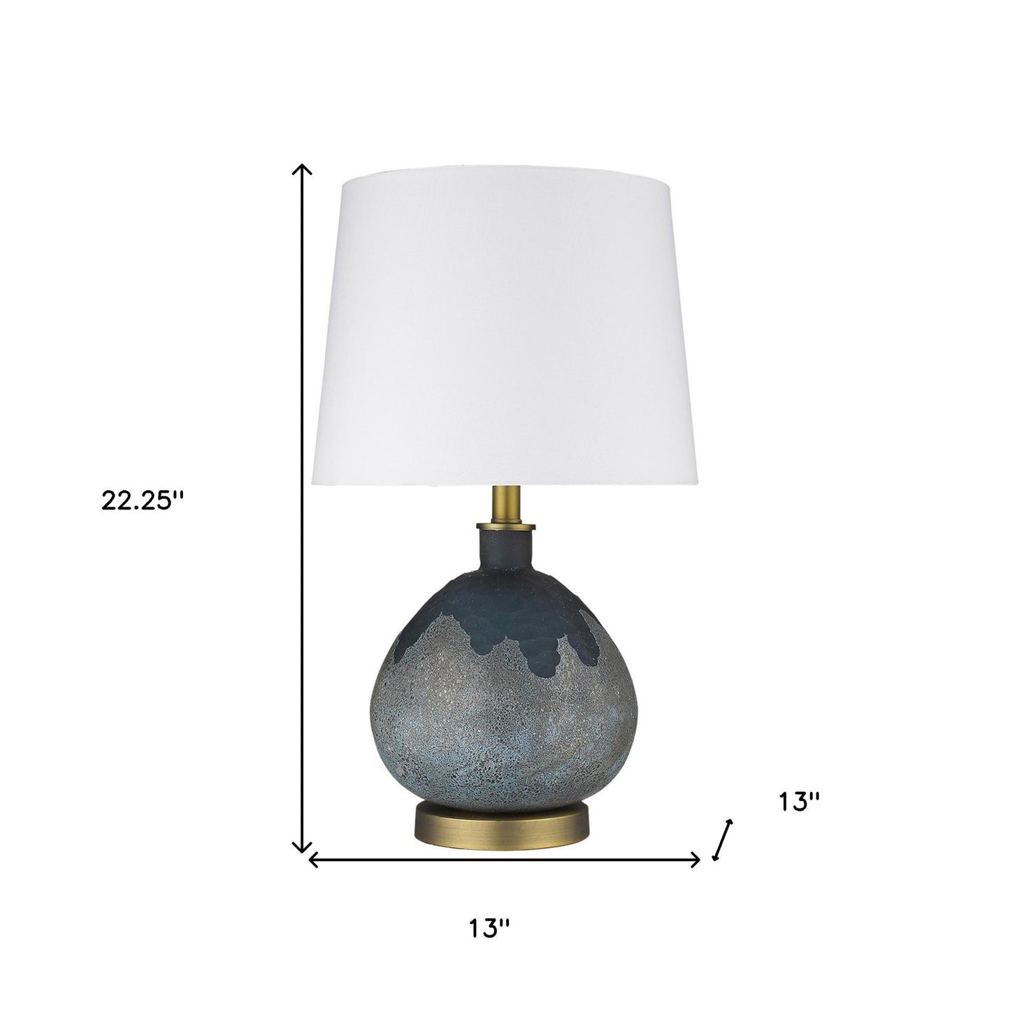 22" Brass Metal Table Lamp With White Empire Shade