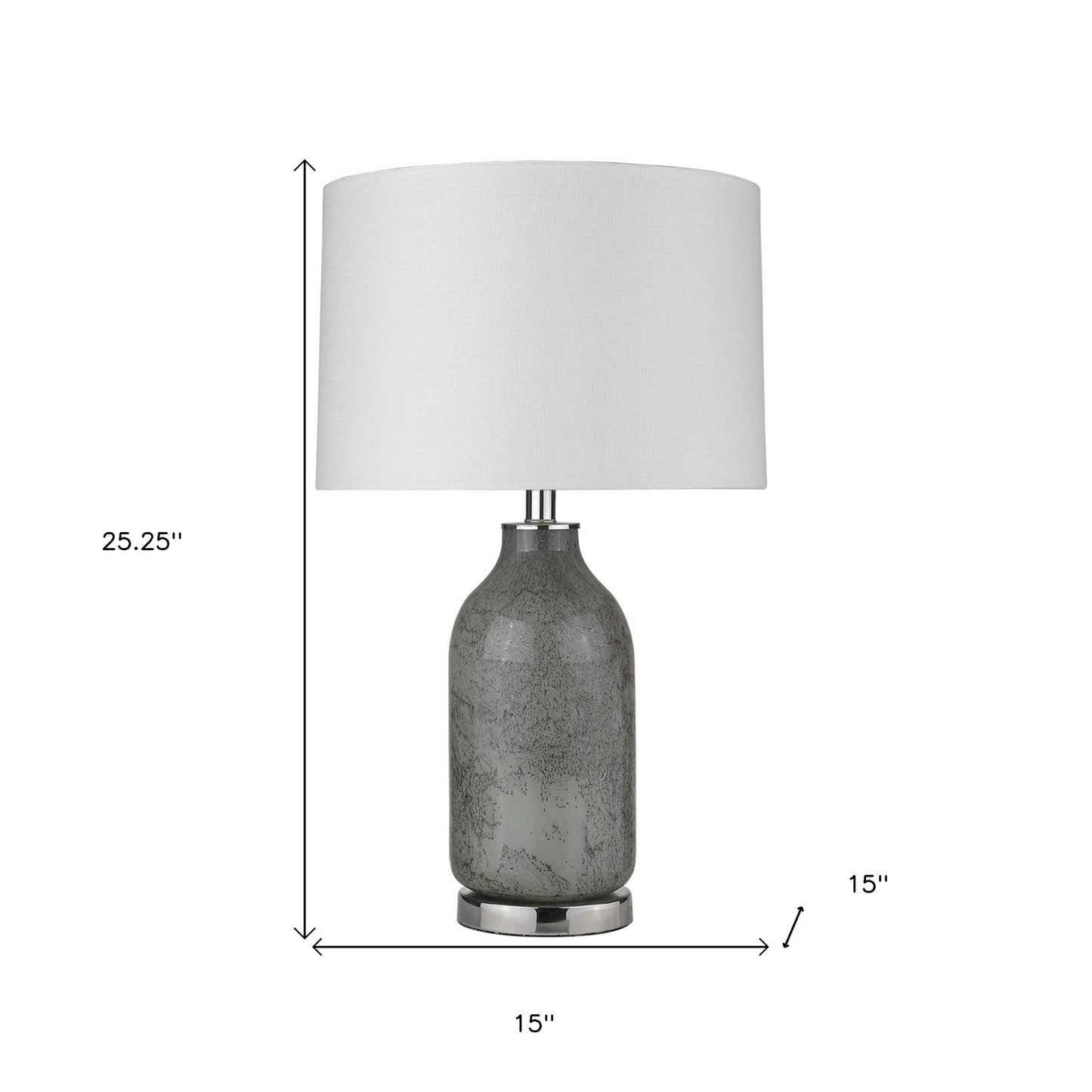 25" Gray Glass Table Lamp With White Empire Shade