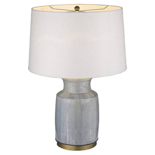 27" Gray Ceramic Table Lamp With White Empire Shade