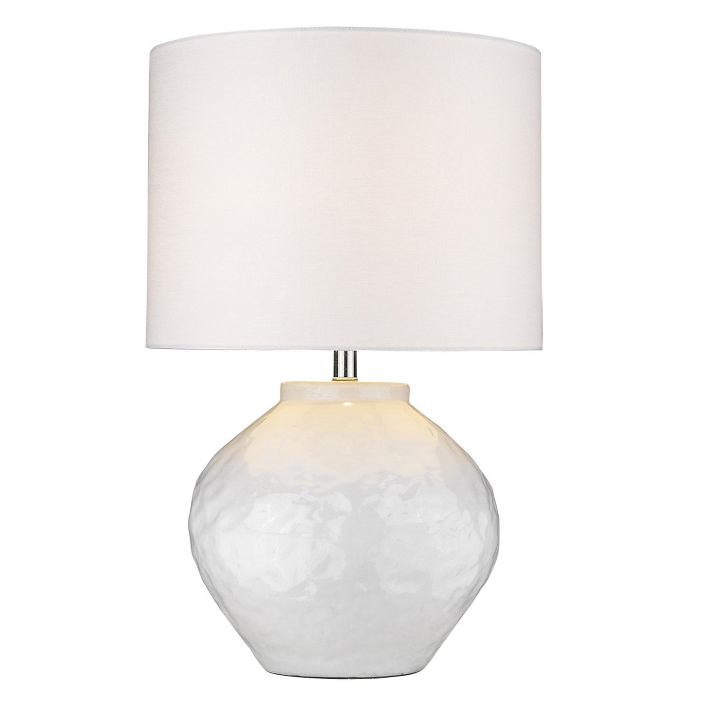 26" White Ceramic Table Lamp With White Drum Shade