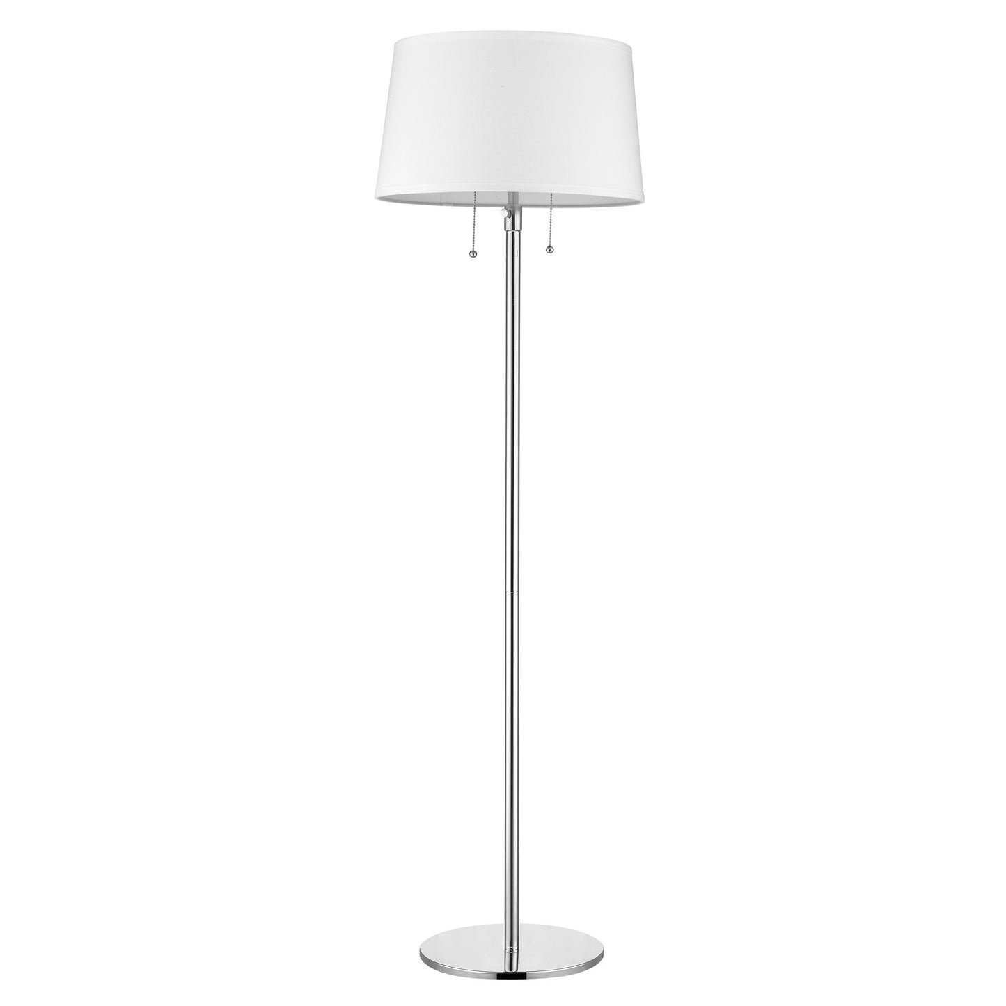 59" Chrome Traditional Shaped Floor Lamp With White Empire Shade