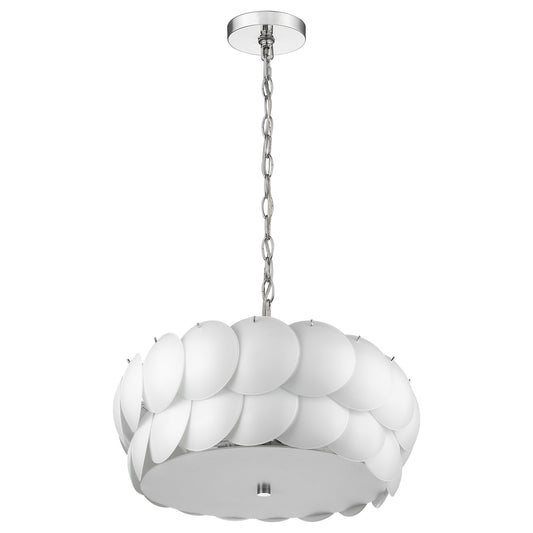 Selene 6-Light Polished Chrome Pendant With Overlapping Frosted White Glass Discs Shade