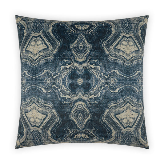 D.V. KAP HOME   24" x 24" Banding Pillow - Indigo Abstract, Transitional    - 3992-I-2424