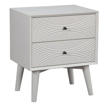 26" Solid Wood and Wood Two Drawer Nightstand