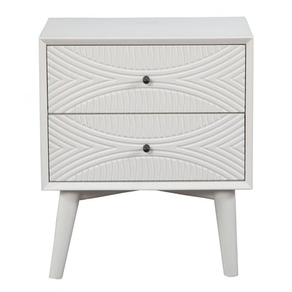 26" Solid Wood and Wood Two Drawer Nightstand