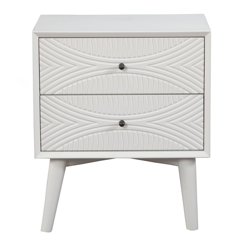 26" Solid Wood and Wood Two Drawer Nightstand