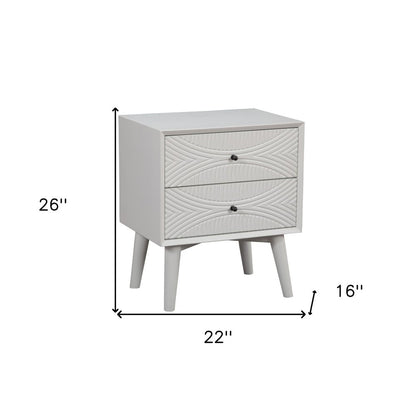 26" Solid Wood and Wood Two Drawer Nightstand