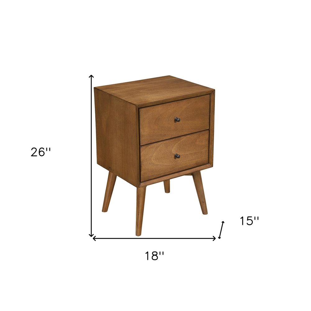 26" Solid Wood and Wood Two Drawer Nightstand