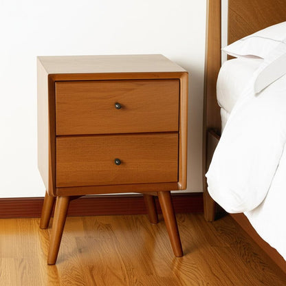 26" Solid Wood and Wood Two Drawer Nightstand