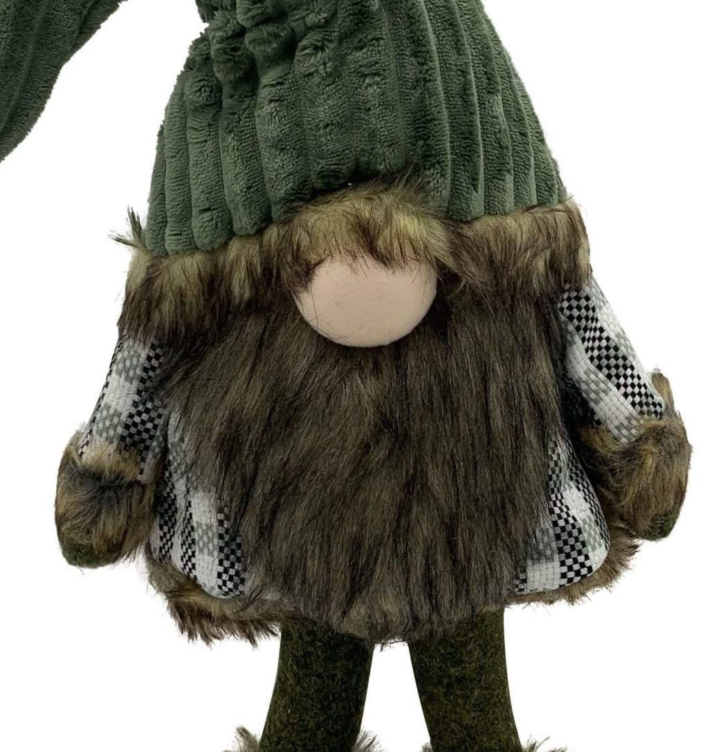 Dark Green and Plaid Fabric Gnome