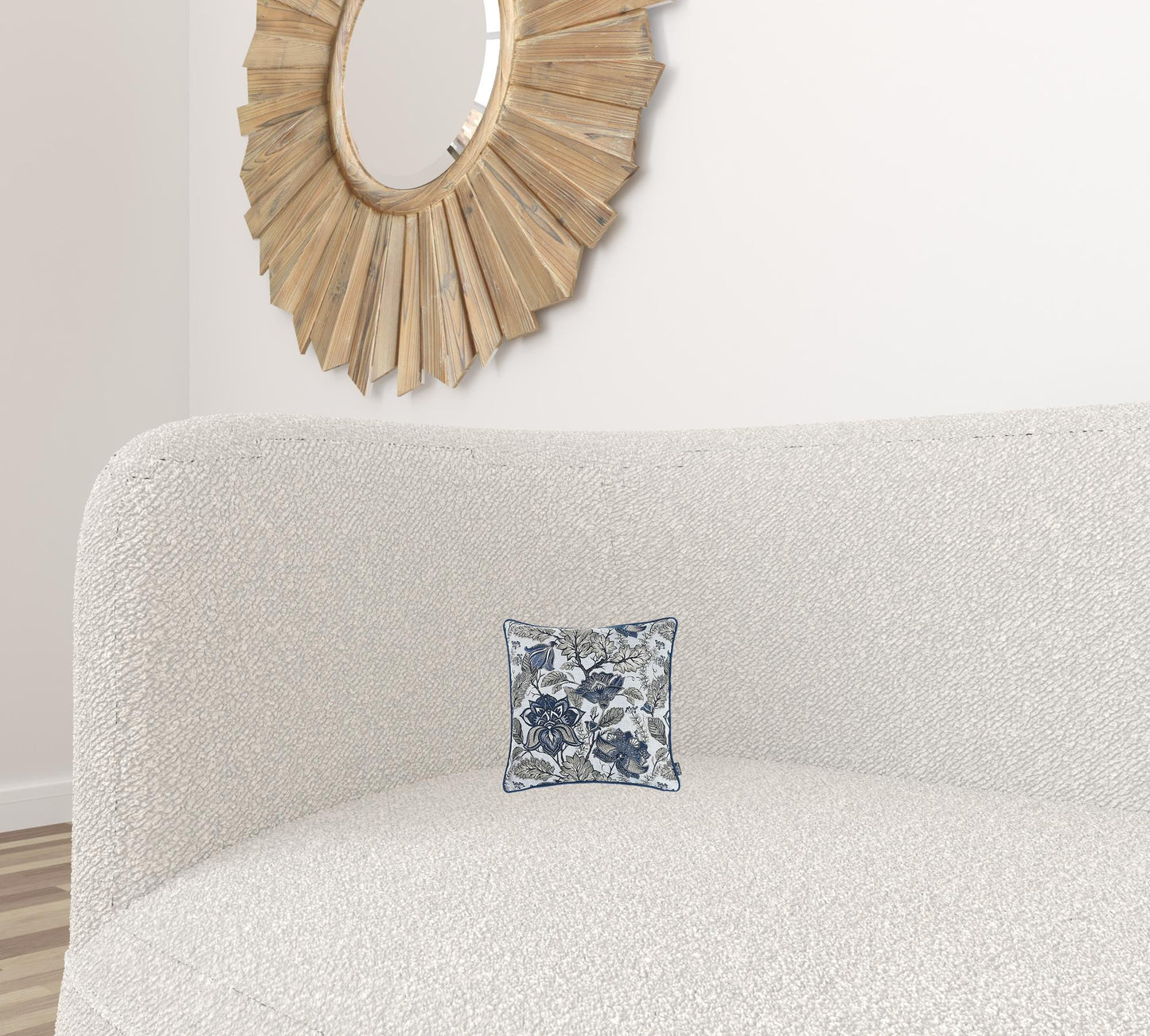 Blue and Gray Floral Vines Decorative Throw Pillow