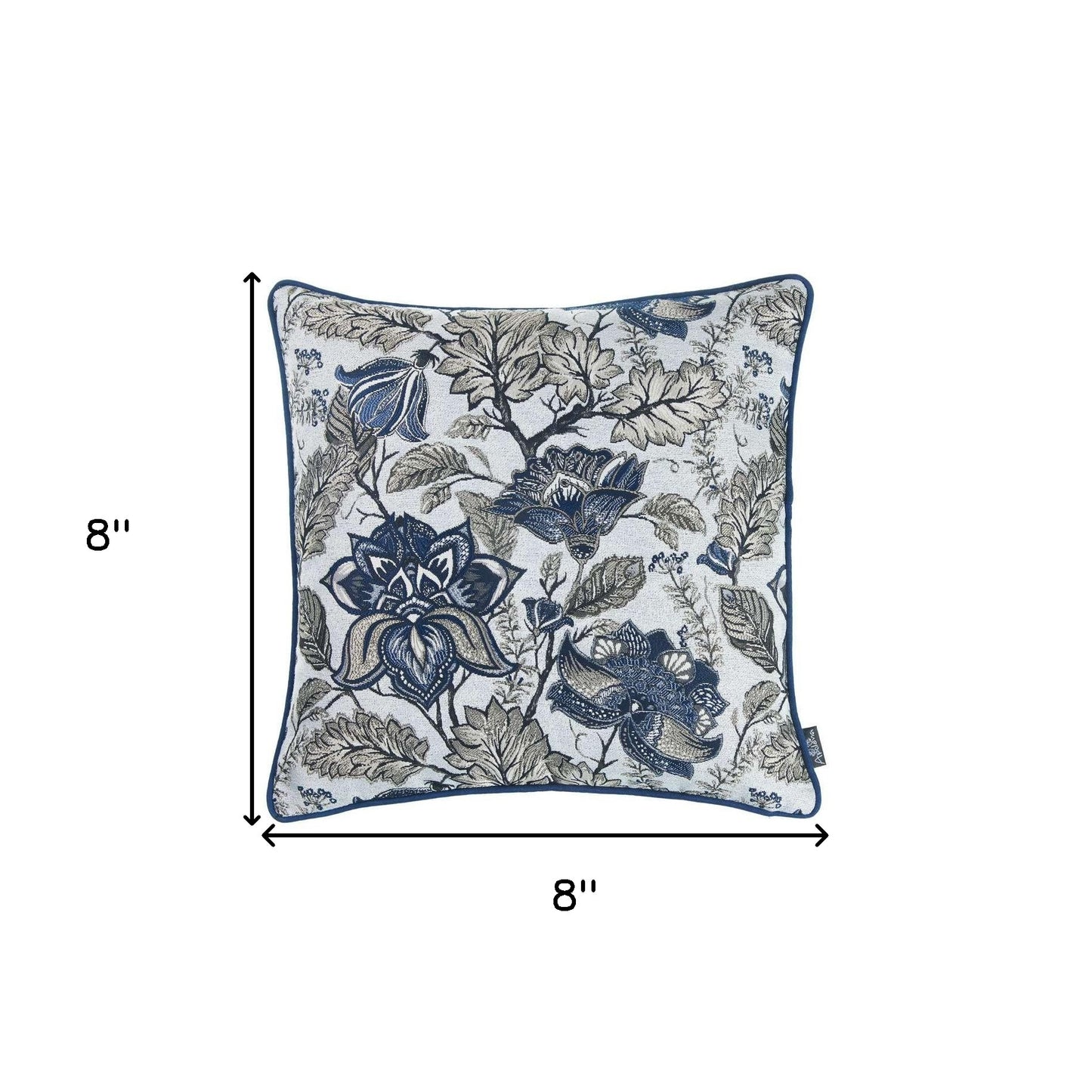 Blue and Gray Floral Vines Decorative Throw Pillow