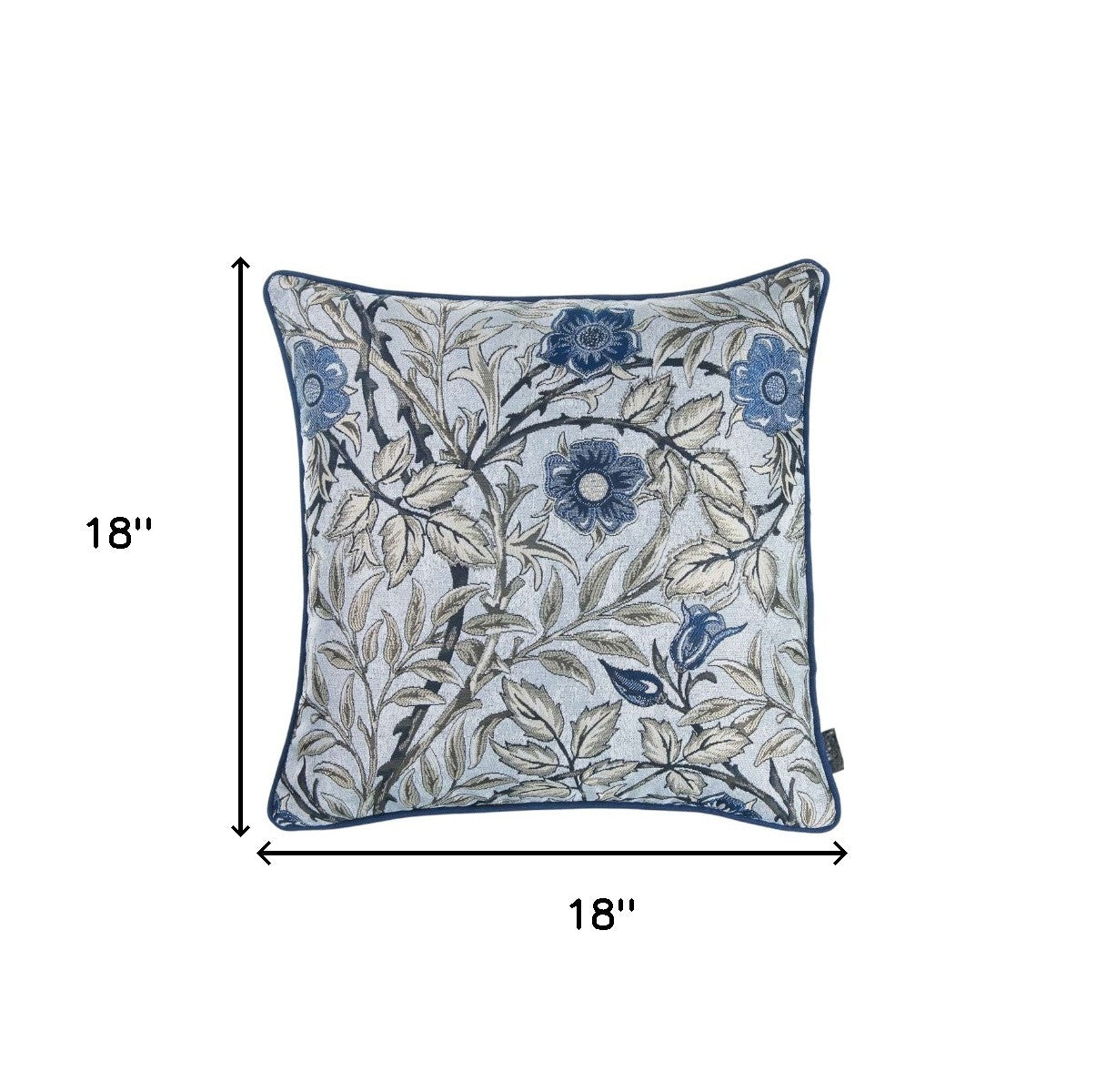 Blue and Gray Leaves Decorative Throw Pillow