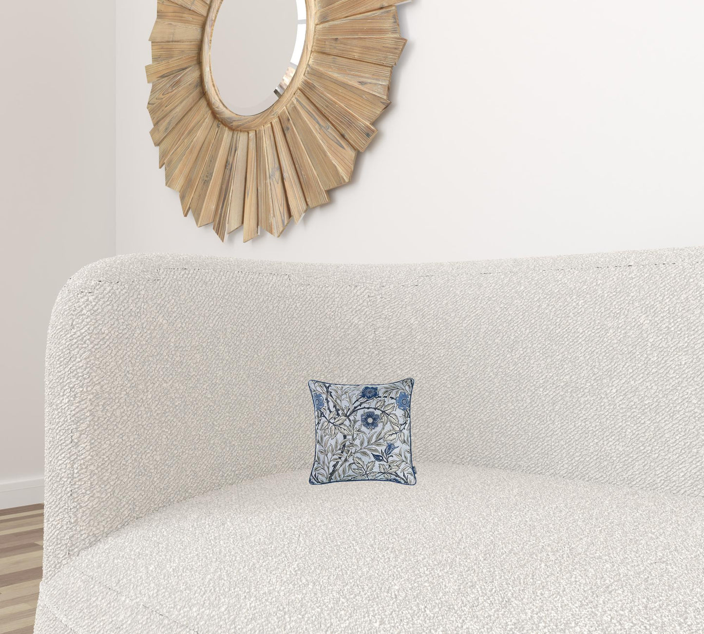 Blue and Gray Leaves Decorative Throw Pillow