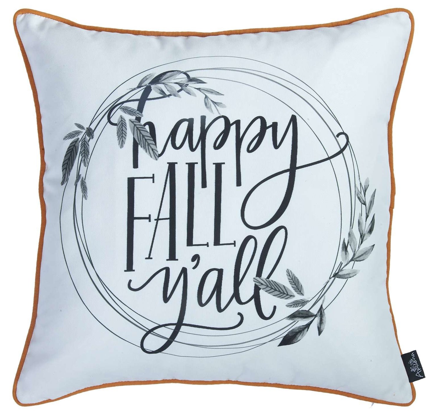 Black and White Happy Fall Throw Pillow