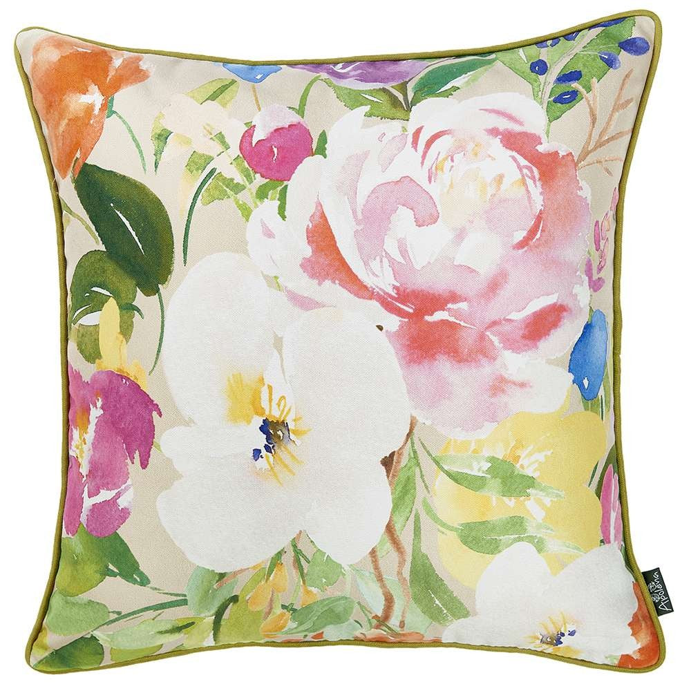 Colorful Watercolor Floral Throw Pillow