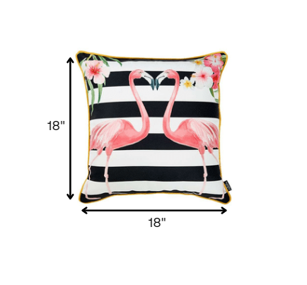 Tropical Pink Flamingo Striped Throw Pillow