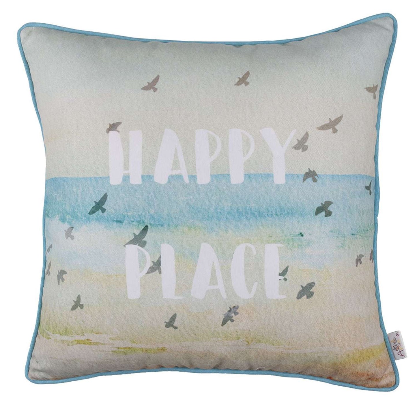 Happy Place Beach Quote Decorative Throw Pillow
