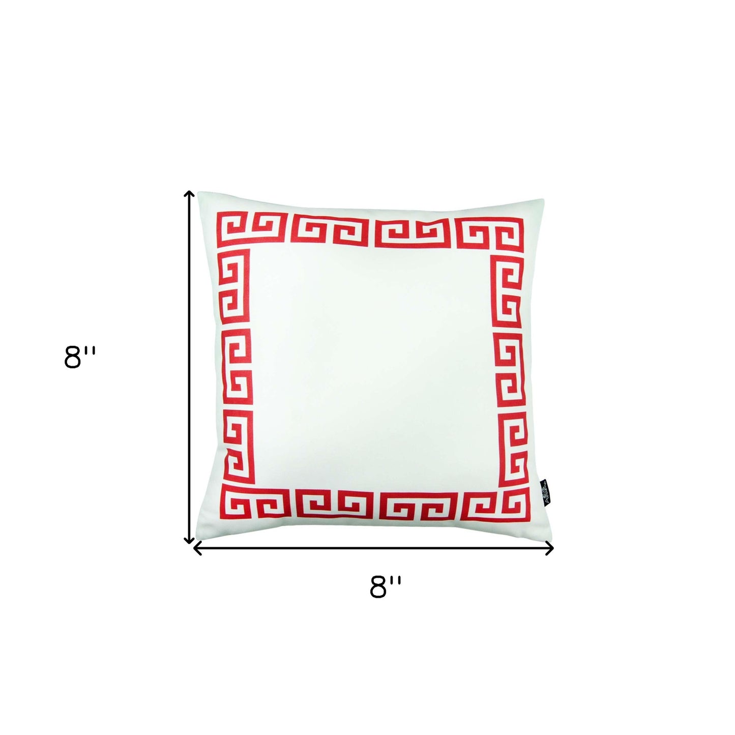 Red and White Greek Key Classic Throw Pillow