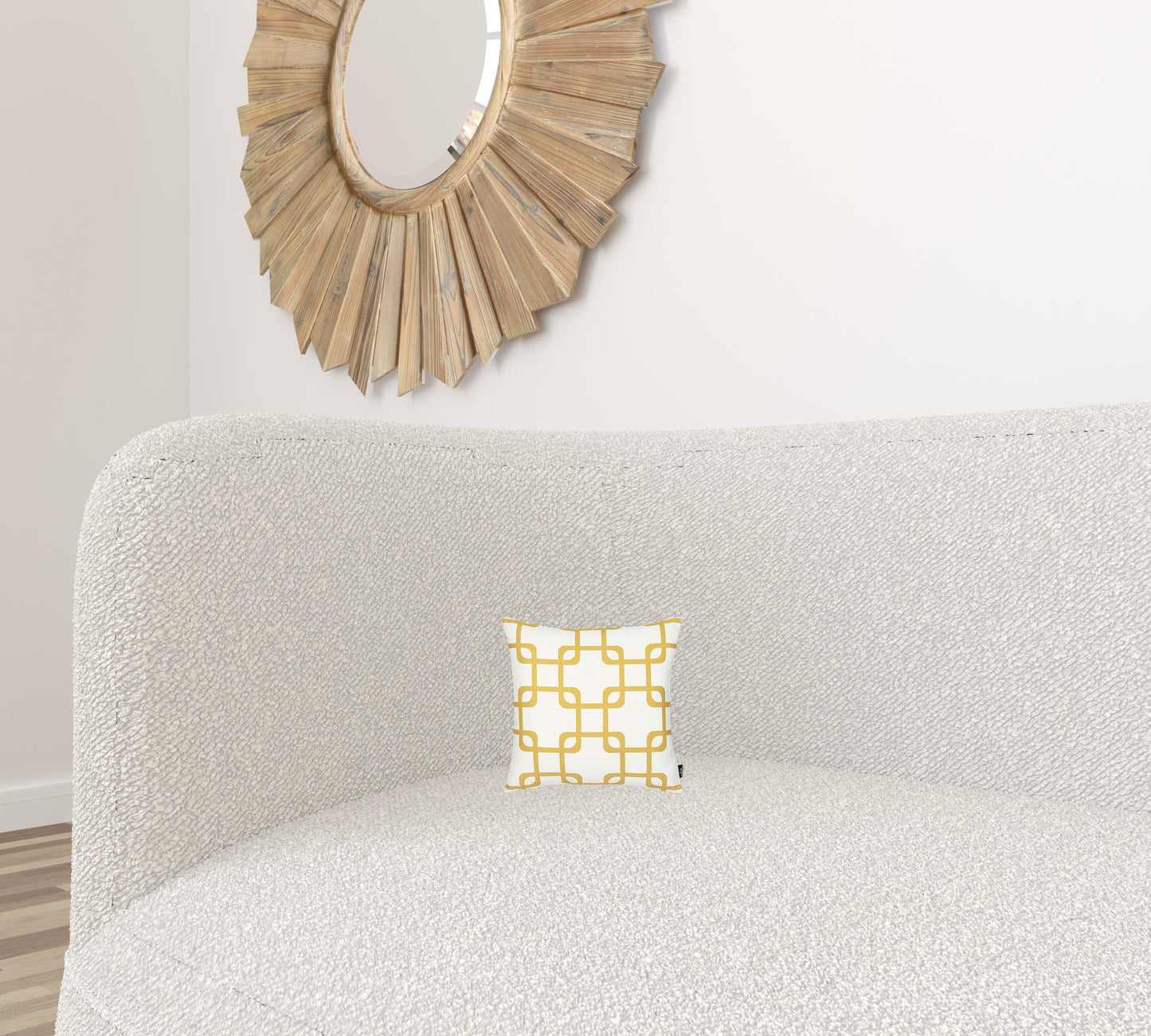 Yellow and White Grid Geometric Throw Pillow