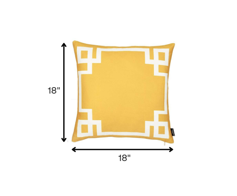 Yellow and White Geometric Border Throw Pillow