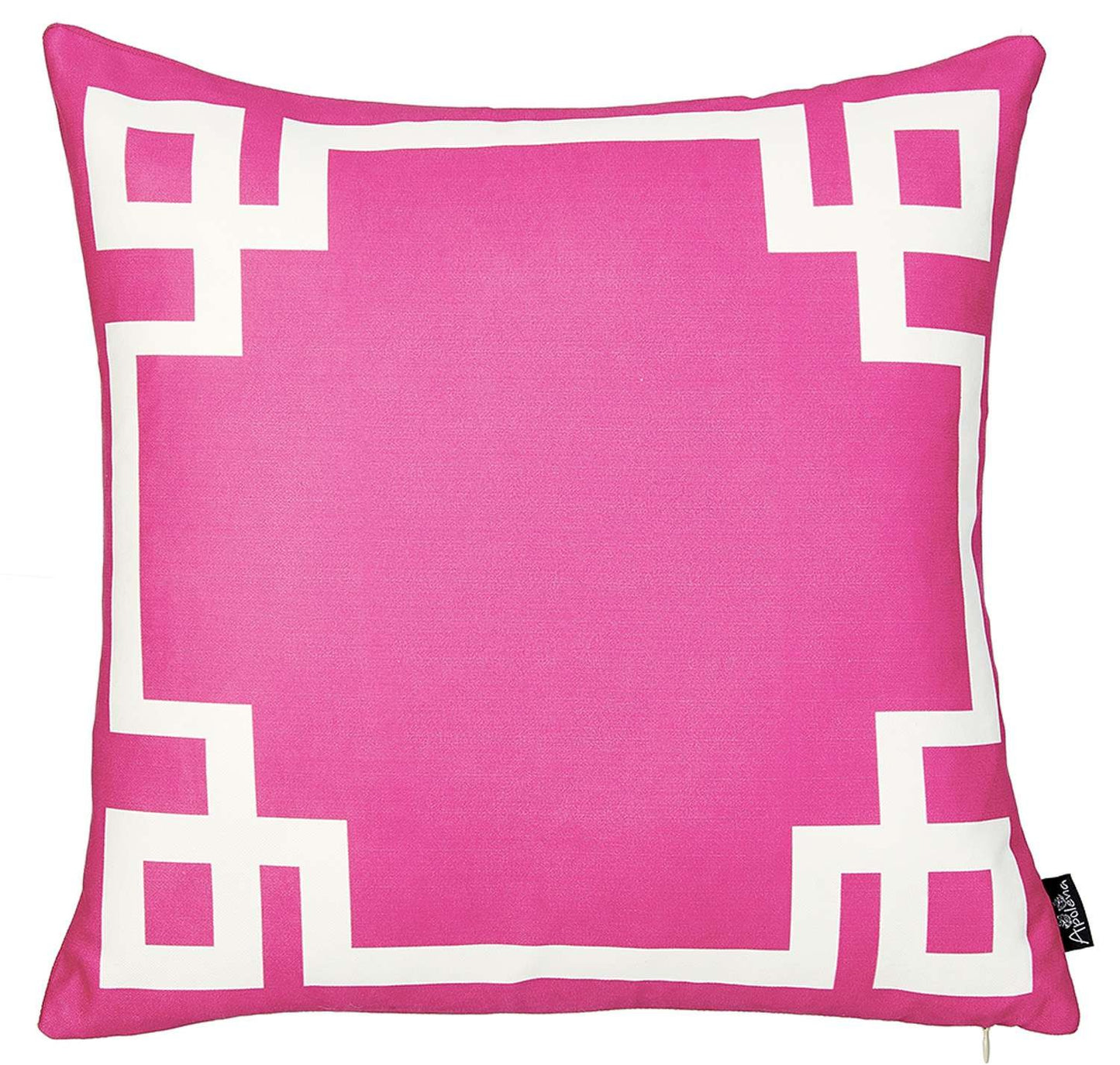 Pink and White Geometric Border Throw Pillow