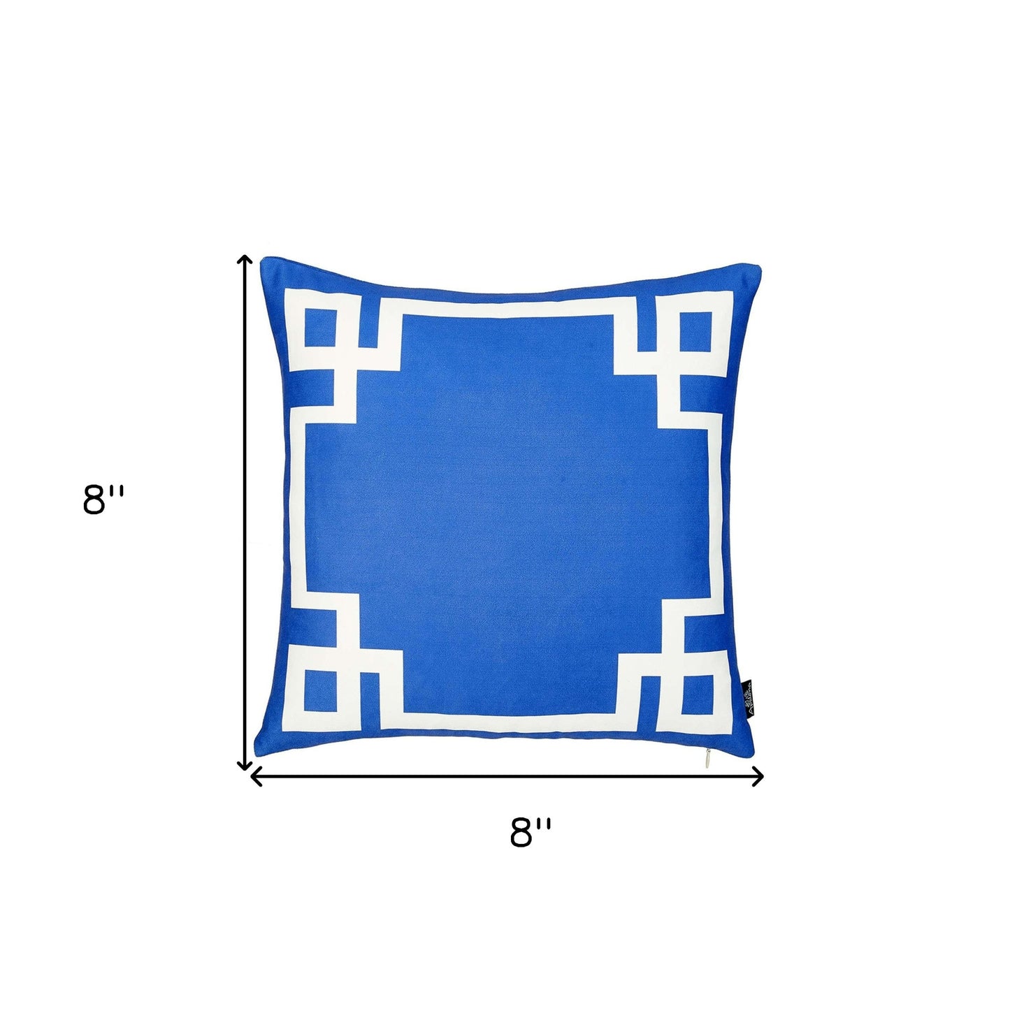 Blue and White Geometric Border Throw Pillow