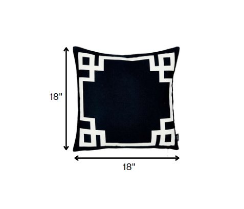 Black and White Geometric Border Throw Pillow