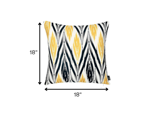 Black and Yellow Zigzag Geometric Throw Pillow