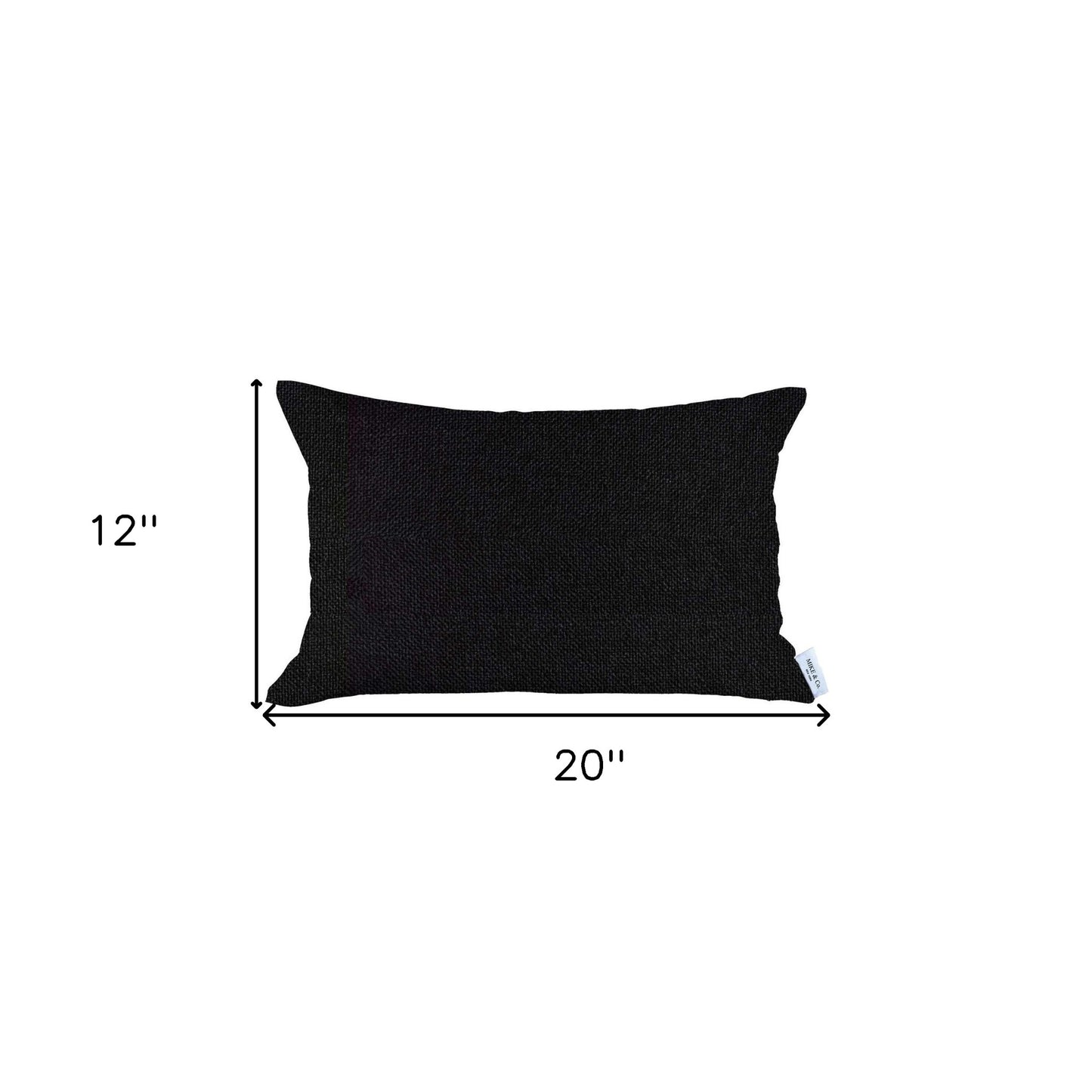 Black Solid Lumbar Throw Pillow