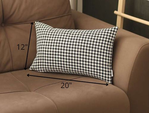 Black Houndstooth Lumbar Throw Pillow