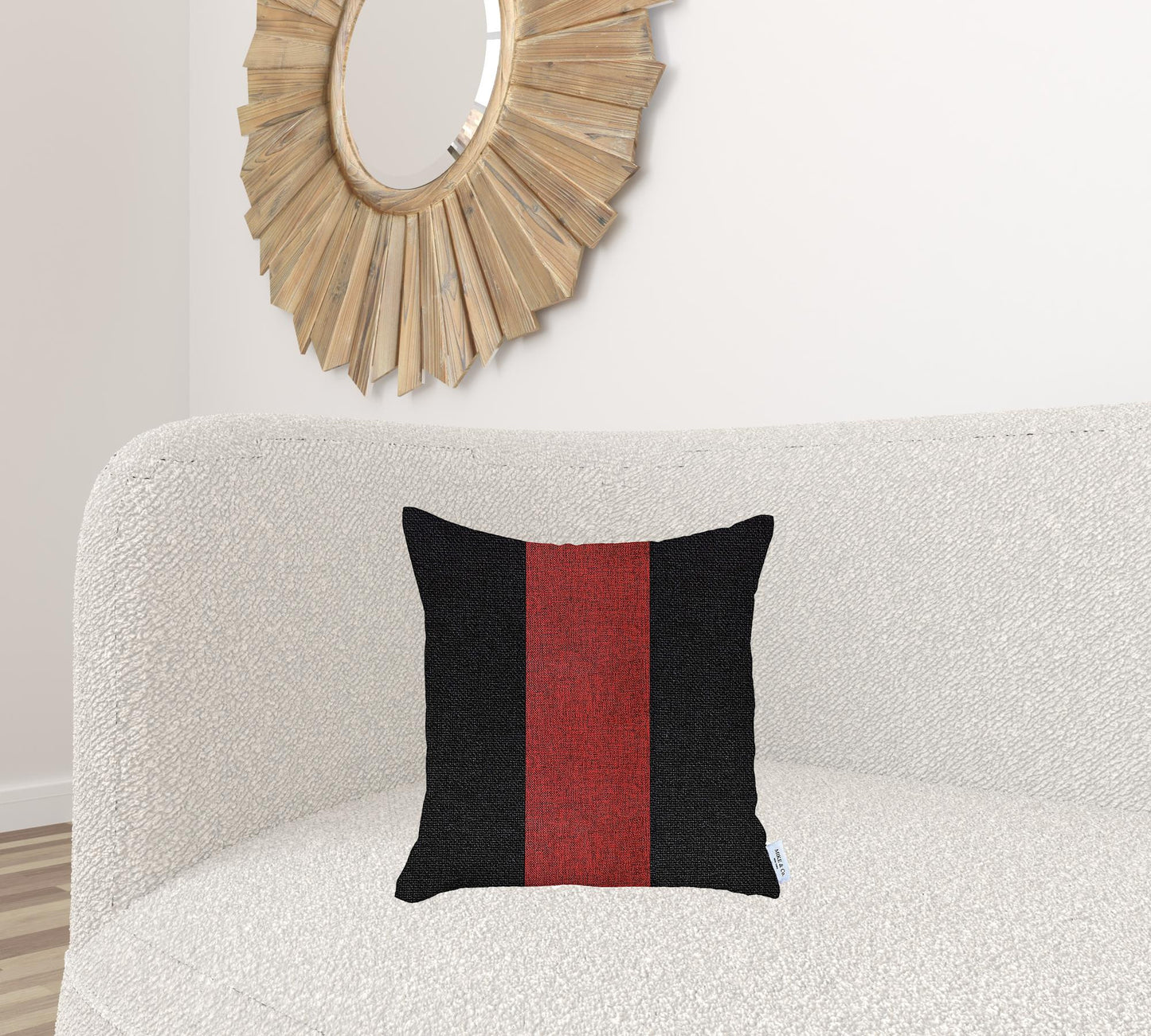 Black and Red Centered Strap Throw Pillow
