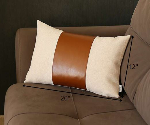 White Base and Brown Center Lumbar Throw Pillow