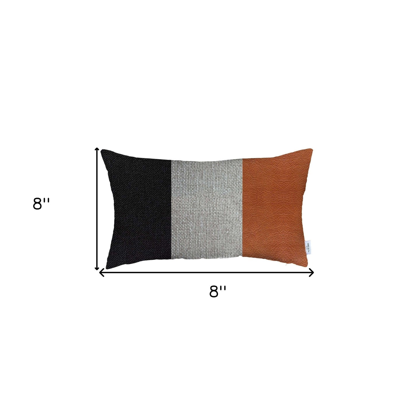 Tricolored Faux Leather Lumbar Throw Pillow